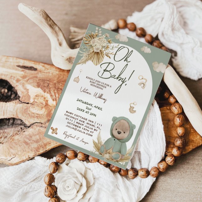 Invitation Teddy Bear & Nursery Toys Boho Baby shower (Créateur téléchargé)