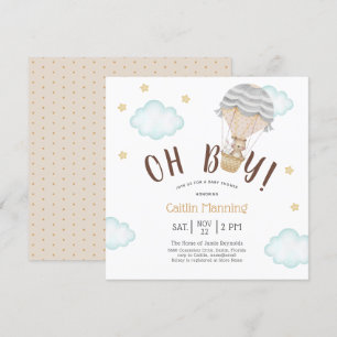 Invitation Teddy Bear Oh Boy Woodland Baby shower