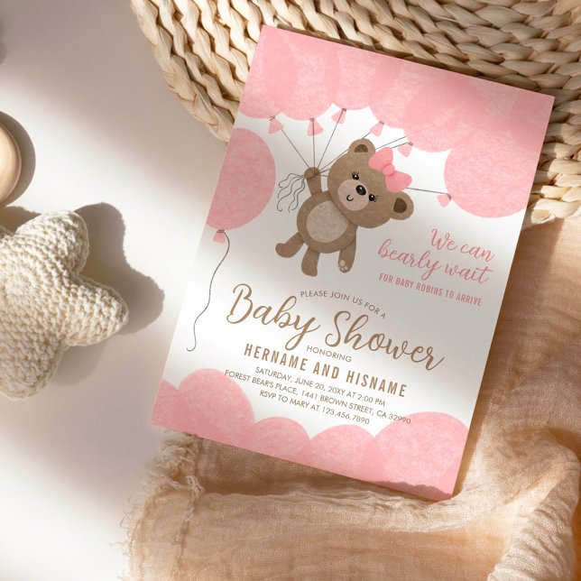 Invitation Teddy Bear On Peut Attendre Un Baby shower De Fill (Créateur téléchargé)