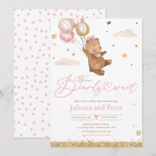 Invitation Teddy Bear On Peut Attendre Un Baby shower Garçon