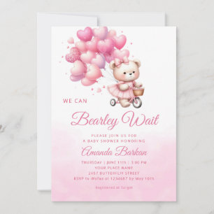 Invitation Teddy Bear on peut Bearly Wait girl baby shower