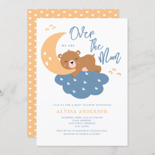 Invitation Teddy Bear Over the Moon Baby shower