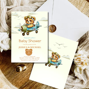 Invitation Teddy Bear Petit Baby shower d'avion pilote