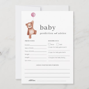 Invitation Teddy Bear Pink Prédiction et conseil Baby shower