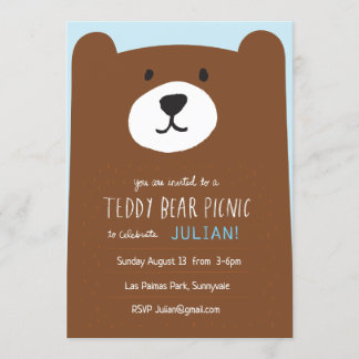 Invitation Teddy Bear Pique-nique Anniversaire de enfant Fête