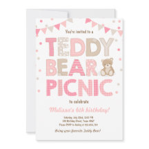 Teddy Bear Pique-nique Fille anniversaire Invitati