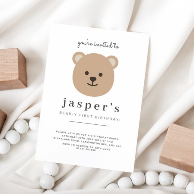 Invitation Teddy Bear Premier anniversaire (Créateur téléchargé)