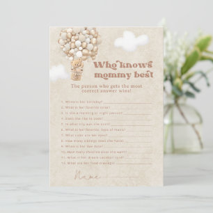 Invitation Teddy Bear Qui Connaît Maman Meilleur Baby shower 