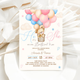 Invitation Teddy Bear Révélation de genre Vintage