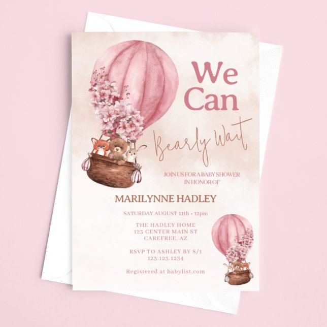 Invitation Teddy Bear Rose Bearly Wait Baby shower (Créateur téléchargé)