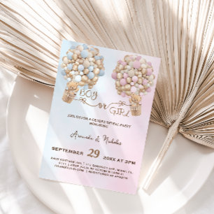 Invitation Teddy Bear Soft Rose & Ballons Bleus Révélation de