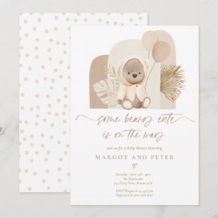 Invitation Teddy Bear Un Baby shower Boho De Beary Cute