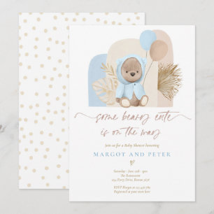 Invitation Teddy Bear Un Baby shower Boho De Beary Cute