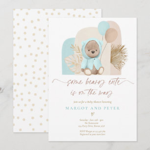 Invitation Teddy Bear Un Baby shower Boho De Beary Cute 