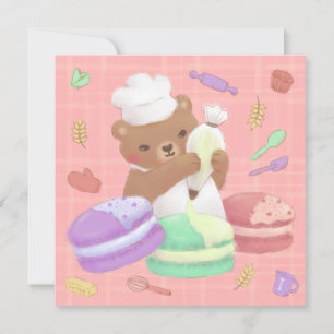 Invitation Teddy le Baker avec Macarons