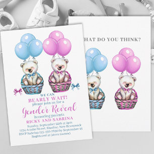 Invitation Teddy Oear Bearly Là Genre Reveal Baby