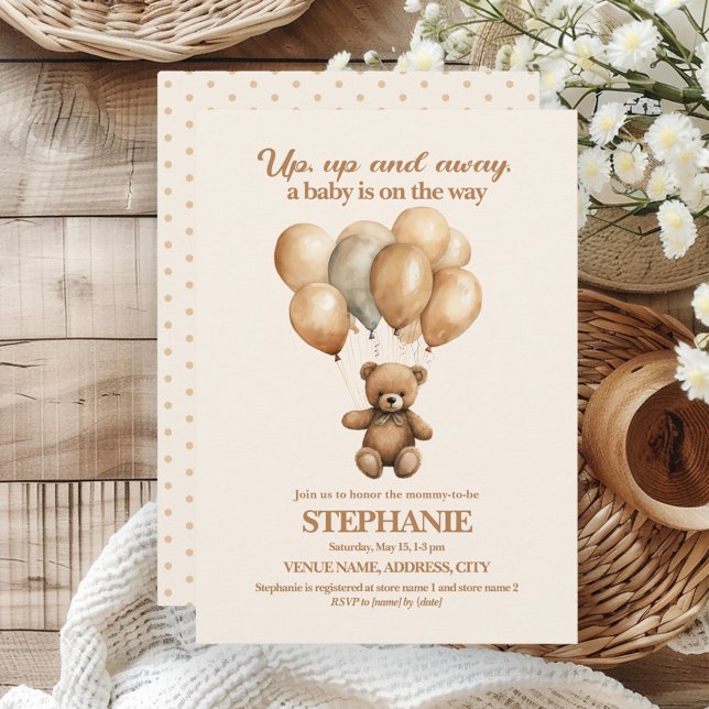 Invitation Teddy S'Éloigne De La Neutralité Sexe (Vintage teddy bear and balloons gender neutral baby shower invitation)
