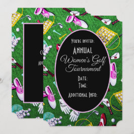 Invitation Tee Time Girly Tournoi de golf Noir