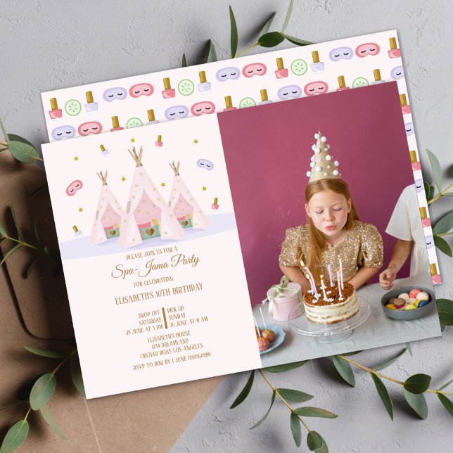 Invitation Teepee Spa Anniversaire Photo Party (Teepee Spa )