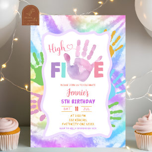 Invitation Teinture colorée haute Cinq fête d'anniversaire