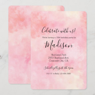 Invitation Teinture Tie-Dye Rose Fille