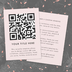 Invitation Téléchargement du code QR   Pink rose clair minima
