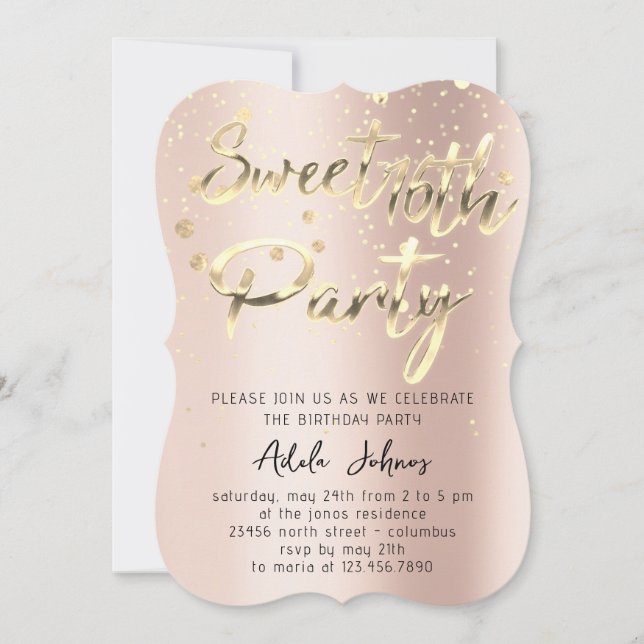 Invitation Téléchargement instantané Anniversaire Rose Gold (Devant)