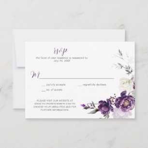 Invitation Téléchargement Purple Peonies Floral Wedal RSVP