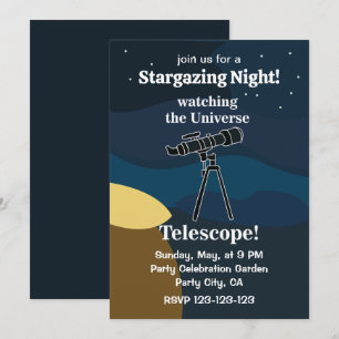 Invitation Télescope Night Sky Astronomy Stargazing Party