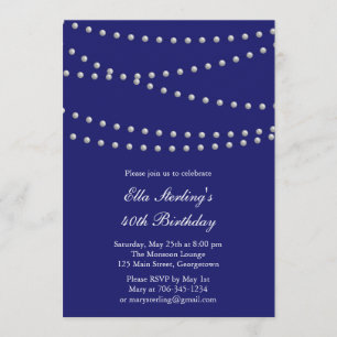Invitation tellement chic d'anniversaire de perles