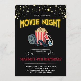 Invitation Tem de partie de soirée cinéma