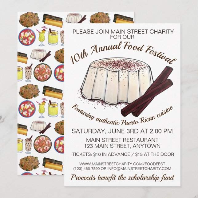 Invitation Temblee Puerto Rican Pudding Food Festival (Devant / Derrière)