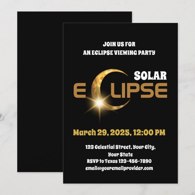 Invitation Témoin de l'éclipse solaire partielle 3/29/2025 (Devant / Derrière)