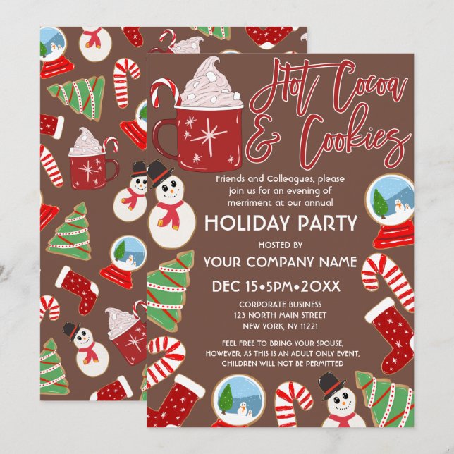Invitation Témoins de cacao chaud Illustration Noël Entrepris (Devant / Derrière)