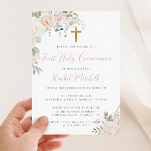 Invitation Températ d'invitation de la première communion ros