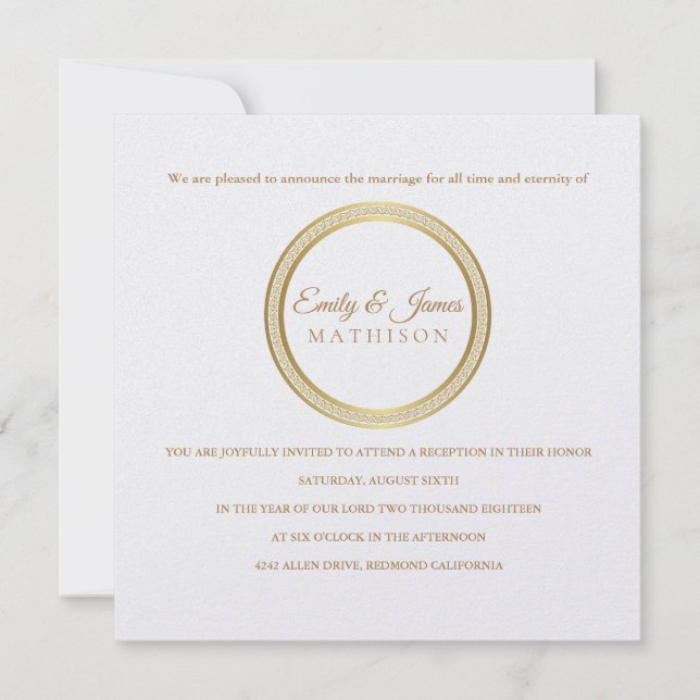 Invitation Temple Mariage Réception Invitation-Cercle Éternel (Devant)