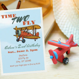 Invitation Temps DEUX Voler, Avion 2e anniversaire