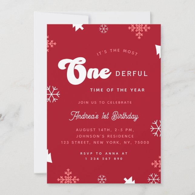 Invitation Temps le plus impensable Noël 1er anniversaire fêt (Devant)