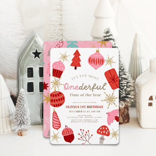 Invitation Temps le plus impensable Noël rose 1er anniversair