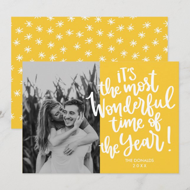 Invitation Temps le plus merveilleux de l'année | Yellow HOLI (Devant / Derrière)