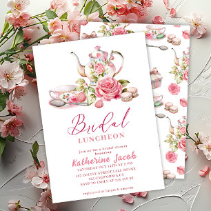 Invitation Temps pour le thé vintage Fête des mariées florale