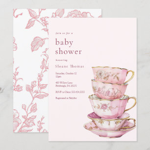 Invitation Temps rose pour l'invitation au Baby shower de thé