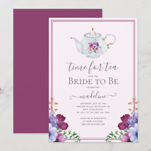 Invitation Temps vintage Pour La Fête des mariées Florale De 