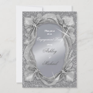 Invitation Tendance chic argent élégant fête de fiançailles à