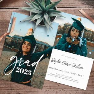 Invitation Tendance Chic Moderne Typographie Photo Graduation