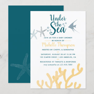 Invitation Tendance de couleur Fête prénatale sur le thème de