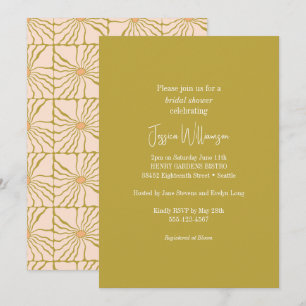 Invitation Tendance douche botanique chartreuse rétro groovy