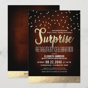 Invitation Tendance Mocha/Gold Surprise Retraite Party Invita