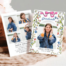 Tendance Pink Bow Ribbon 2 PHOTO Graduation Party