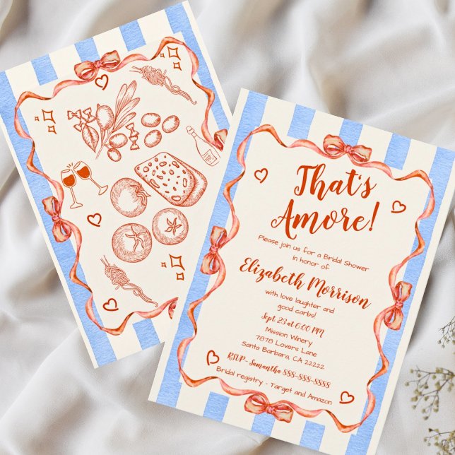 Invitation Tendance Quirky Main Tirée Whimsical Bridal (That's Amore! Trendy Whimsical Bridal Shower Invitations. )